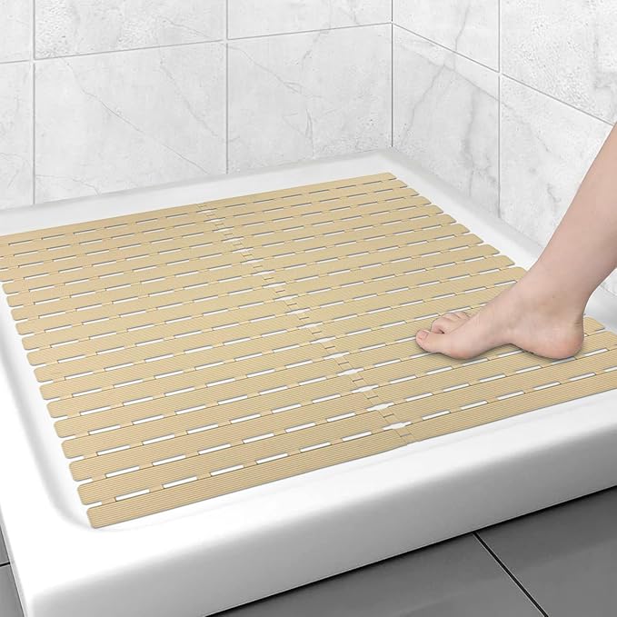 MBOSS Bathtub Mat Non Slip,Super Soft Bath Mat for Tub 24 X 24 Inch,Shower Mat with Suction Cups and Drain Holes,Non Slip Bathtub Mat for Elderly & Kids Bathroom
