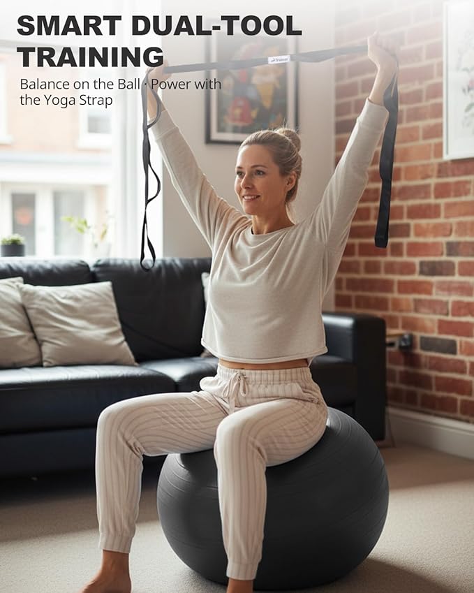 Trideer Exercise Ball for Yoga, Pilates & Fitness – Stability Ball Equipment for Home Gym & Office Chair, Core & Balance Training Accessories, Physical Therapy Equipment, Quick Pump Included, 5 Sizes
