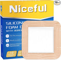 10 Count Silicone Foam Dressing 6" x 6" - Large Bandages for Wounds, Wound Dressing Waterproof Silicone Bandages for Bedsores, Diabetic Foot Ulcers, I-II Degree Burns