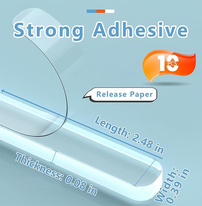 Clear Silicone Cabinet Door Bumpers 10 Pcs - Self-Adhesive Sound Dampening Pads, Silicone Bumper Pads & Clear Furniture Bumpers for Drawers, Table Tops, Wall Protection,Anti-Slip Pads