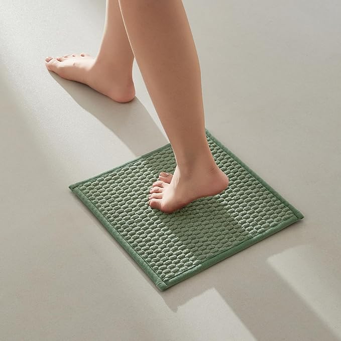 Small Bathroom Rugs Non Slip Washable Bath Rugs Super Absorbent Bathroom Rug Thin Quick Dry Low Pile Bath Mats, Sage Green 12"x12"