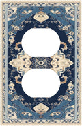 Outlet Covers Boho Beige Navy Blue Medallion Decorative 1 Gang Duplex Light Switch Cover Plate Receptacle Wall Plate Electrical Switch Plate Covers for Country Bathroom Bedroom Decor