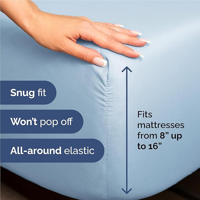 Twin XL 4 Piece Sheet Set - Cooling & Breathable Bed Sheets - Hotel Luxury Bed Sheets for Women, Men, Kids & Teens - Deep Pocket Bedding w/Easy Fit - Soft & Wrinkle Free - Twin XL Light Blue Sheets