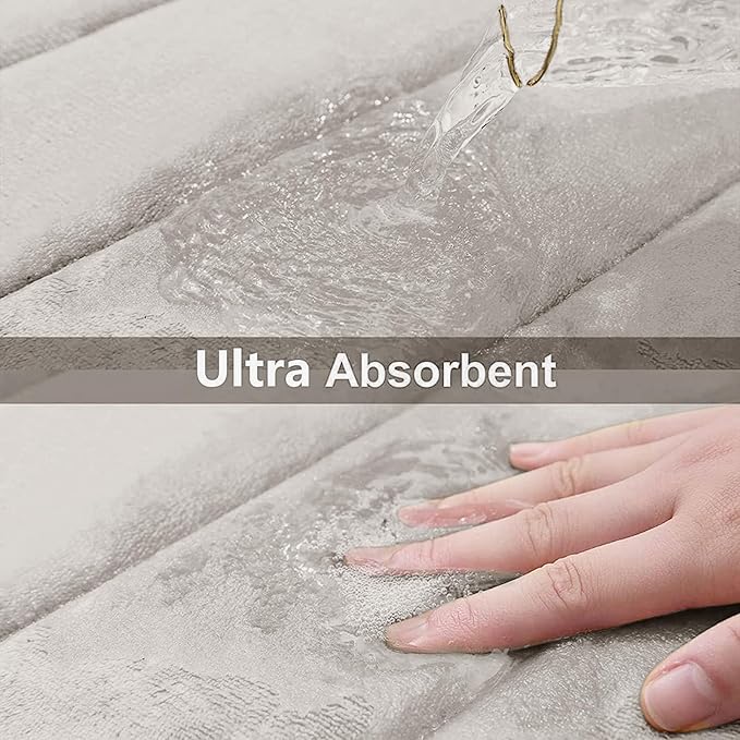 Buganda Memory Foam Bath Mat, 47" x 24", Ultra Soft and Non-Slip Bathroom Rugs, Water Absorbent and Machine Washable Bath Rug Runner for Bathroom, Shower, and Tub, Cream