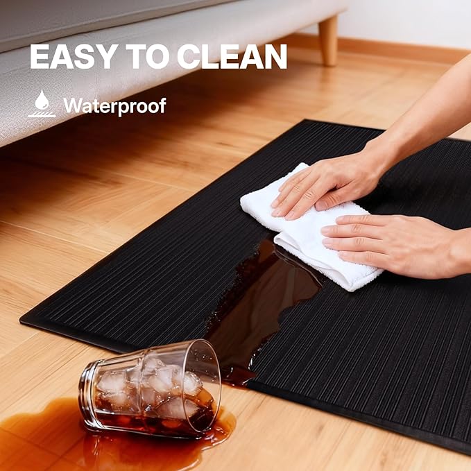 NORTHSKY Olympia Anti Fatigue Mat, Fatigue Mats for Standing, Ribbed, 5 x 3 ft, 5/8" Thick, Waterproof PU, Slip-Resistant, High-Density Memory Foam, for Garage Repair, Kitchen&Balcony