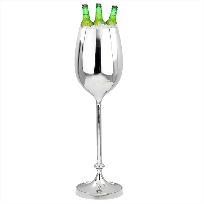 Large Champagne Glass Premium Aluminum Free Standing Nickel Plated Wine Chiller | Wine Coolers & Cellar With Ice Bucket | Kitchen & Bar Wares | Nagina International
