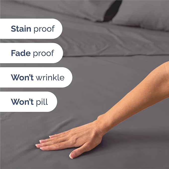 King 6 Piece Sheet Set - Cooling and Breathable Bed Sheets - Hotel Luxury Bed Sheets for Women, Men, Kids & Teens - Bedding with Deep Pockets & Easy Fit - Soft and Wrinkle Free - King Dark Grey Sheets