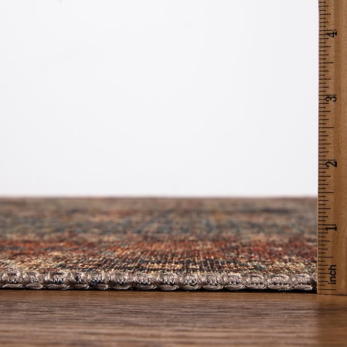 Keen Home Design 8x10 Rug - Machine Washable Area Rug with Non-Slip Backing, Ideal for Living Room, Dining Room, Bedroom - Vintage, Easy Clean, Durable, Low Pile Rug - (8' x 10')