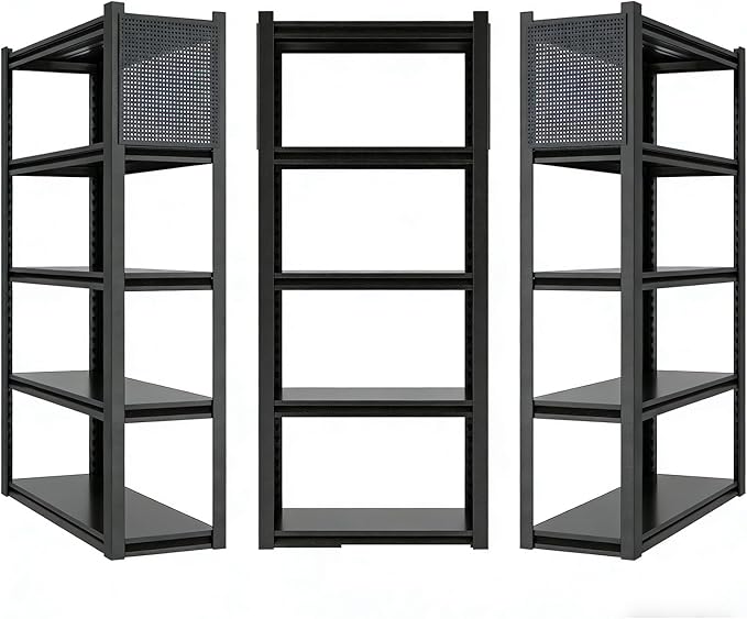 3 Sets Storage Shelves with Pegboard,72“*48" Wide 24”Heavy Duty Garage Shelving Units and Storage,Metal Shelving Adjustable Shelves,Garage Storage Rack,Industrial Utility Organization