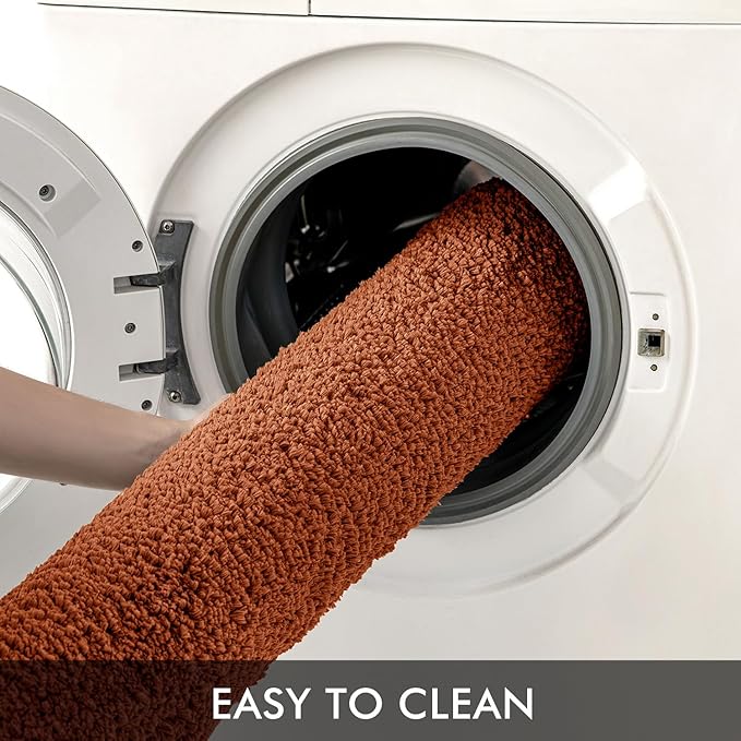 MIULEE Burnt Orange Extra Thick Non Slip Bathroom Rug Fall Shaggy Soft Bath Mat Plush Microfiber Absorbent Water for Shower Tub Machine Washable (16x24 Inches)