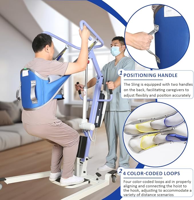 Sit to Stand Lift Patient Aid Padded Sling and Stand Assist with Back Support,Patient Lift Sling Works with Most Mobility Aids & Equipment (Large)