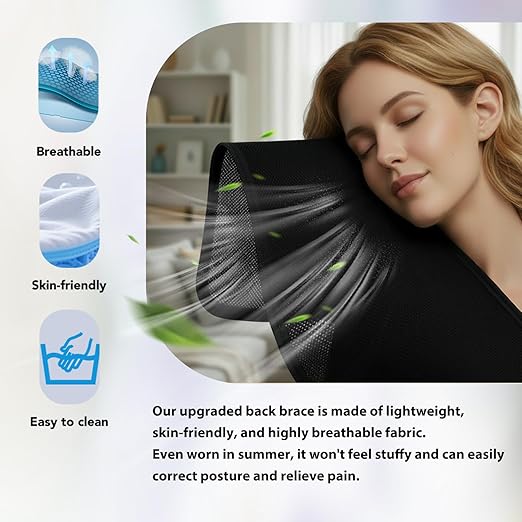 Back Brace Posture Corrector for Women and Men, Upgraded Breathable Full Back Support, Comfortable Shoulder Straightener, Pain Relief for Upper/Lower Back, Support for Scoliosis, Hunchback, Thoracic Spine, (Medium)