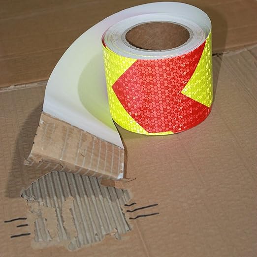 Reflective Tape 4 inch X 66 feet, Outdoor Waterproof Hazard Conspicuity Safety Warning Industrial Marking Tape