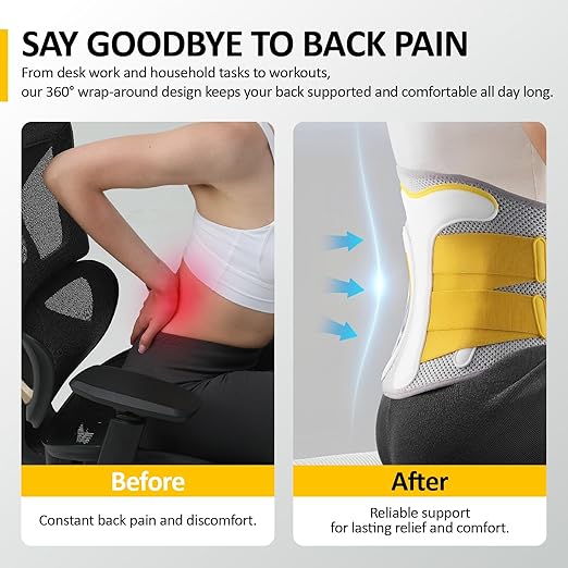 Back Brace for Men Lower Back Pain Relief, Breathable Back Support Brace for Women, Adjustable Lumbar Support Belt for Herniated Disc, Sciatica, Scoliosis Pain Relief (M:28.5"-37.4")