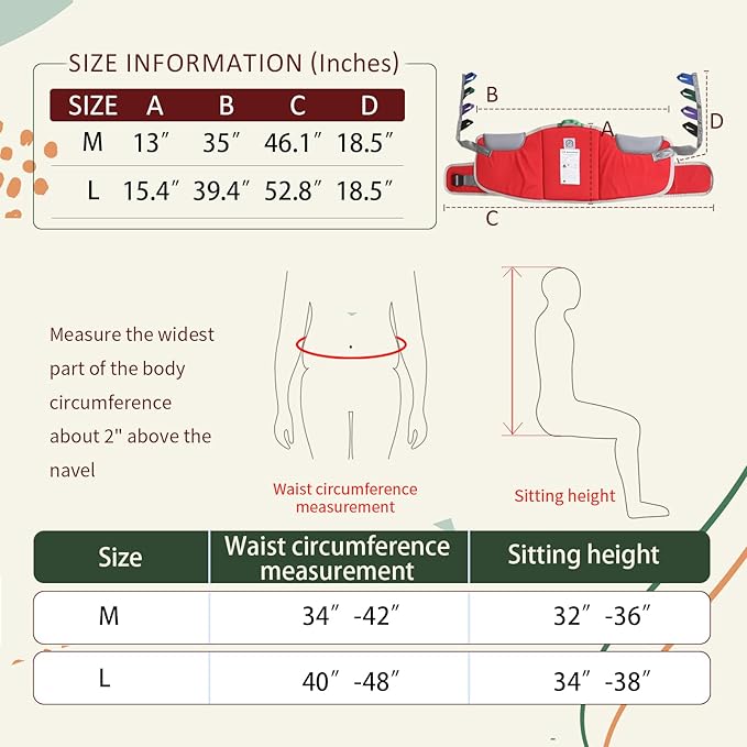 Sit to Stand Lift Patient Aid Padded Sling and Stand Assist with Back Support,Patient Lift Sling Works with Most Mobility Aids & Equipment (Large-Red)