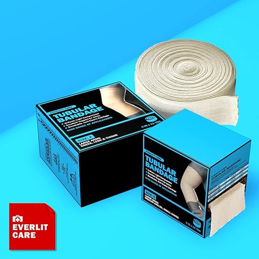 EVERLIT Elasticated Tubular Support Bandage | Stockinette Tubing for Large Arm, Knees, Legs | Light to Moderate Compression Bandage Roll For Tissue Support (Size G | 4.5" x 11 yd)