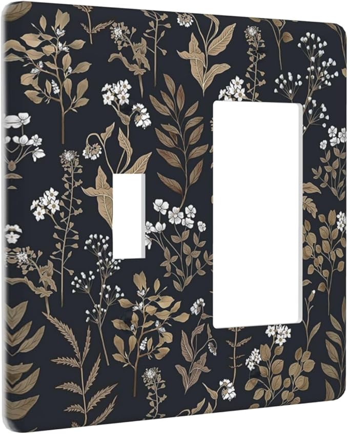 Outlet Covers Vintage Floral Wildflowers Plant 1 Toggle 1 Rocker Combination Decorative Wall Plate Electrical Switch Plates Light Switch Cover Plate for Bathroom Home Decor