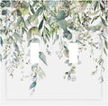 Sage Green Watercolor Eucalyptus Leaves Floral Flowers Decorative Switch Plates 2 Gang Double Toggle Outlet Light Switch Cover Wall Plate Electrical Faceplate for Farmhouse Bed Room Decor