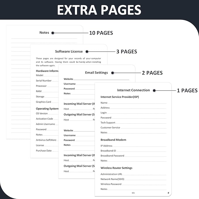 Password Book with Individual Alphabetical Tabs Laminated, Large Print Password Keeper Book for Seniors, A5 Hardcover Internet Password Log Book to Record Website Login Details - Black