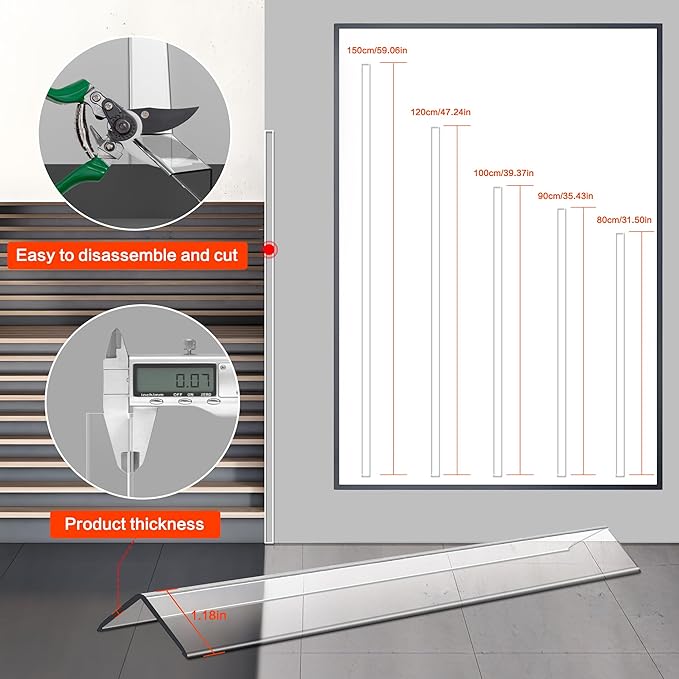 Clear Self-Adhesive Wall Corner Protectors-2 PCS of Corner Guards & Edge Protector for Baby, Furniture, Door, Tables, Cover Sharp Furniture, Easy to Install (3x40.6cm/1.18x16in)