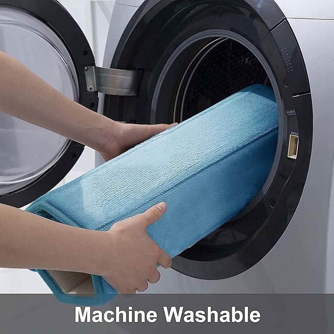 Buganda Memory Foam Bath Mat, 47" x 24", Ultra Soft and Non-Slip Bathroom Rugs, Water Absorbent and Machine Washable Bath Rug Runner for Bathroom, Shower, and Tub, Blue