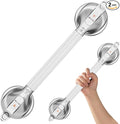 DAILYLIFE Grab Bars for Bathtubs and Showers, 21 inch Shower Handles for Elderly Suction, 300lbs Safety Shower Grab bar for Seniors and Elderly, Silver(2 Pack)