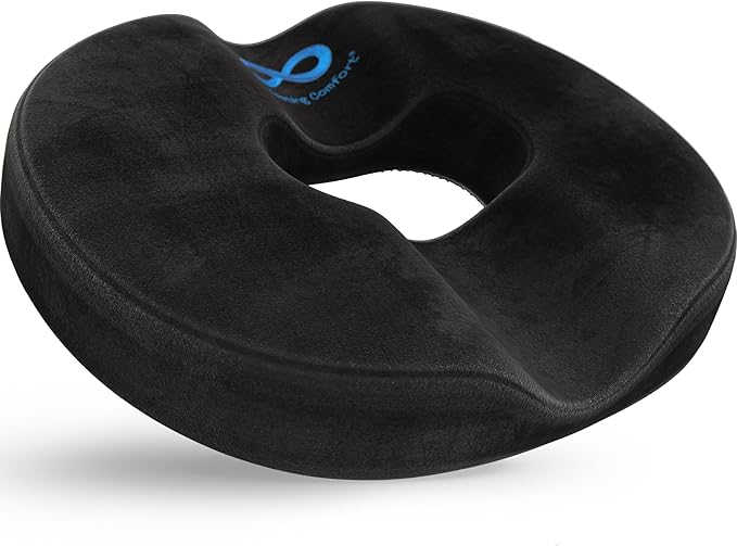Everlasting Comfort Donut Pillow for Tailbone Pain Relief Ergonomic Seat Cushion - Hemorrhoid Pillow for Sitting- Ideal Memory Foam Coccyx Chair Cushion for Postpartum Pregnancy, Anti-Slip, Washable