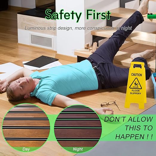 S&X Anti Slip Tape 4 Inch x 60 Ft, 2X Longer Heavy Duty Grip Tape with Glow-in-Dark Strip, Outdoor Stair Treads Non-Slip for Steps Ramps Decks, Non Skid for Enhanced Safety