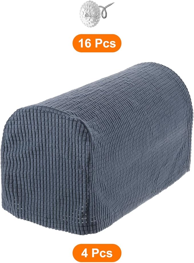 uxcell Stretch Armrest Covers Armchair Anti-Slip for Chairs Sofas Couch Arm Covers Recliner Sofa Gray Blue 4 Pcs
