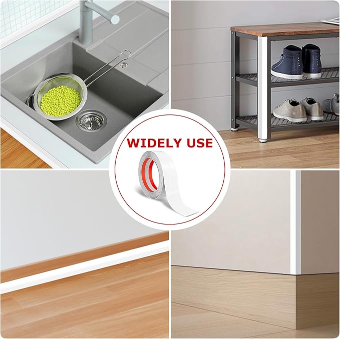 Flexible Wall Corner Protector Moulding Trim Peel and Stick Wall Corner Guards Edge Protector Self Adhesive Molding Trim Strip for Edge Ceiling (White, 0.8 in x 10 Ft)