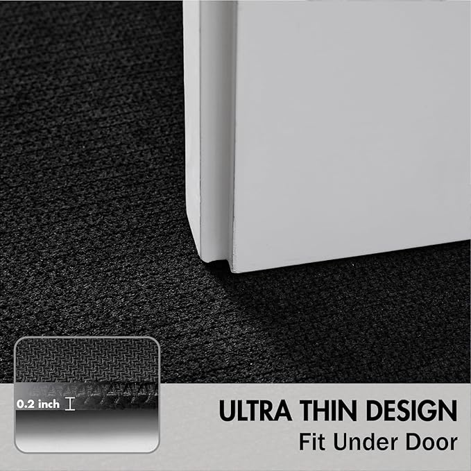 MIULEE Set of 2 Ultra Thin Bathroom Rugs, Rubber Bath Mats for Bathroom Non Slip, Quick Dry Absorbent Bath Rug Machine Washable, Fit Under Door, Shower, Sink, Halloween Decor, Black, 20"x24"+17"x27"
