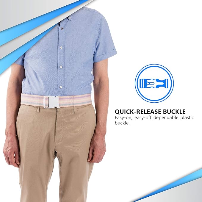 NYOrtho Plastic Buckle Gait Belt - Adjustable Machine Washable Strong and Durable Material Latex Free, Pastel, 72"