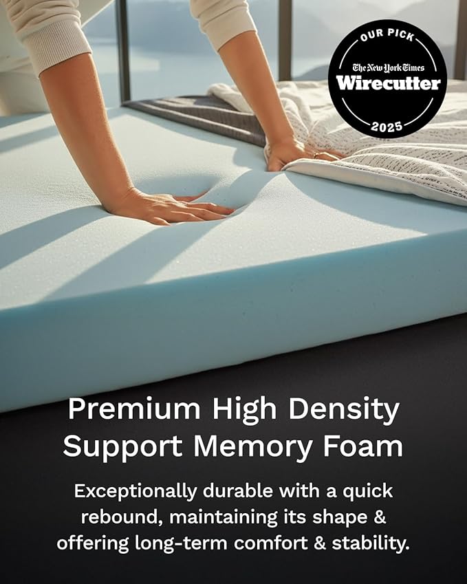 ViscoSoft 2 Inch Memory Foam Mattress Topper King - Select High Density Ventilated Mattress Pad - Premium Removable Rayon Cover