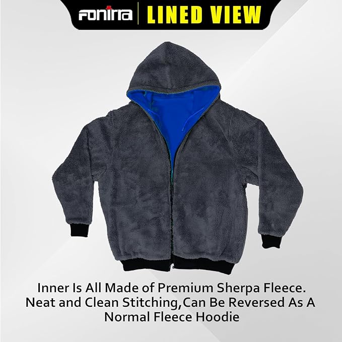 FONIRRA Men's High Visibility Safety ANSI Class 3 Lined Fleece Hoodie Sweatshirt with Black Bottom Jumper Workwear for Men(Blue,5XL)