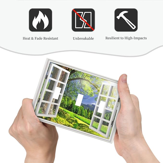 Light Switch Cover Window View Green Rustic Nature Wilderness 3 Gang Wall Plate Triple Light Switch Plate Toggle Decorative Outlet Covers Electrical Switchplate for Bathroom Bedroom Decor
