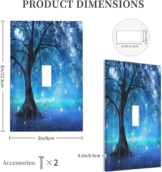 Light Switch Cover Fantasy Fairy Tree In Mystic Forest 1 Gang Wall Plate Cover Single Toggle Outlet Covers Decorative Switchplate Electrical Faceplate for Bathroom Bedroom Decor