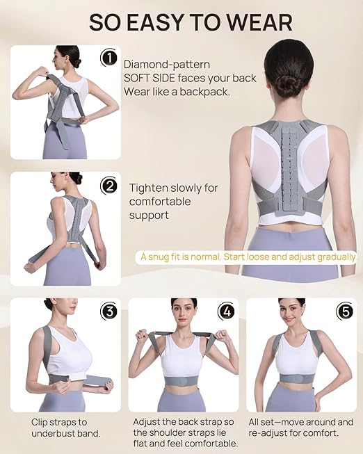OFIR Innovative Counter-Curve Mechanics Back Brace Posture Corrector for Women, High Elasticity & Premium Material Blend Back Posture Corrector for Men, Upgraded 3D Diamond Padding Airflow Brace