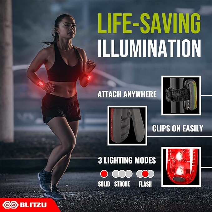 4 Pack LED Safety Light, Clip on Reflective Gear Lights for Walking at Night, Running, Jogging, High Visibility Strobe Light Accessories for Runners, Kids, Hiking, Kayak, Cycling, Camping, Boat