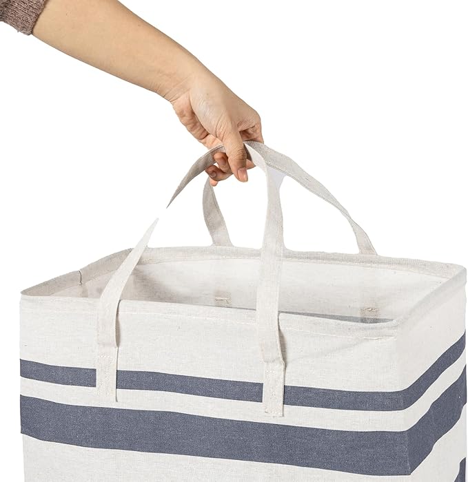 2 Pack Laundry Baskets 75L Large, Waterproof Freestanding Collapsible Laundry Hamper with Reinforced Handles, Blue Clothes Hamper for Dorm, Bathroom, Bedroom, Laundry Room