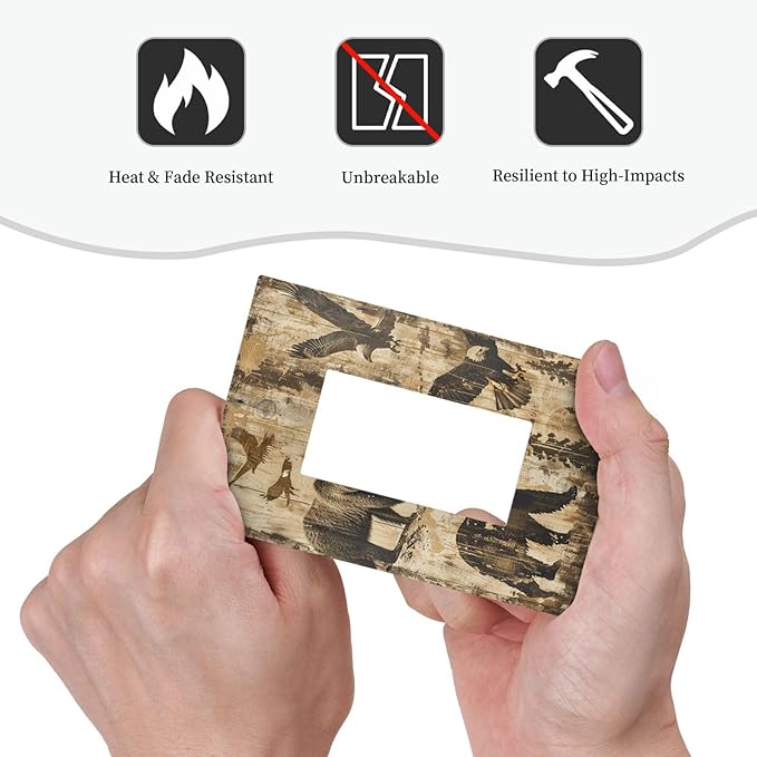 Decorative Outlet Covers Vintage Cabin Wildlife Animal Bear Eagle Forest 1 Gang Single Rocker Light Switch Cover Plate Wall Plates GFCI Faceplate for Farmhouse Bedroom Decor