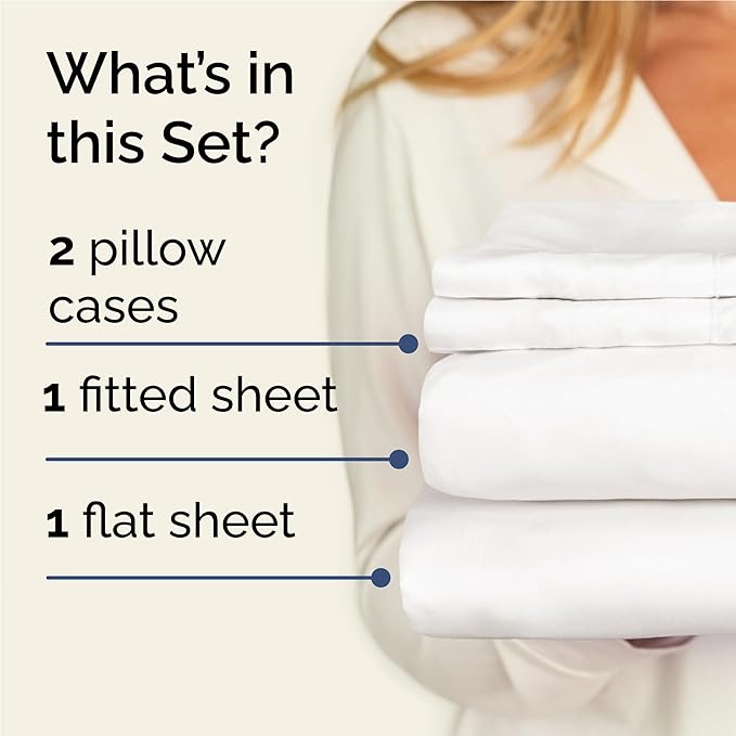 Twin XL 4 Piece Sheet Set - Cooling & Breathable Bed Sheets - Hotel Luxury Sheets for Women, Men, Kids & Teens - Sheets w/Deep Pockets & Easy Fit - Soft & Wrinkle Free - Twin XL Antique White Sheets