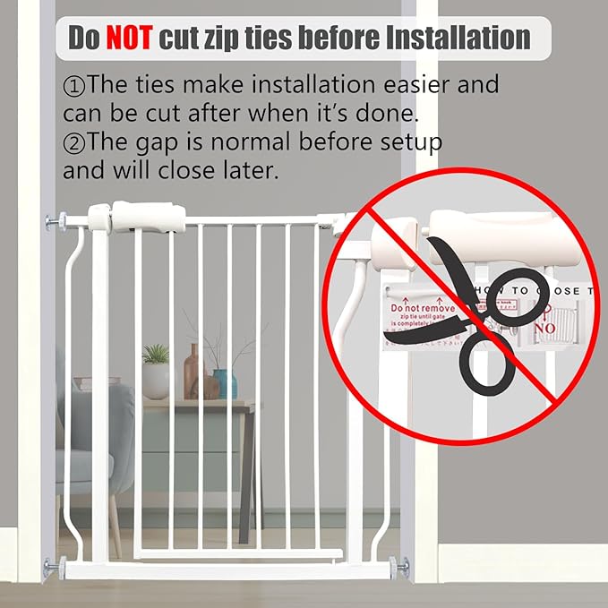 Extra Wide Baby Gate - 43.3-48 Inch Tension Mounted Safety Child & Pet Gate - White Metal - Walk Through - Long - for House Doorways & Stairs