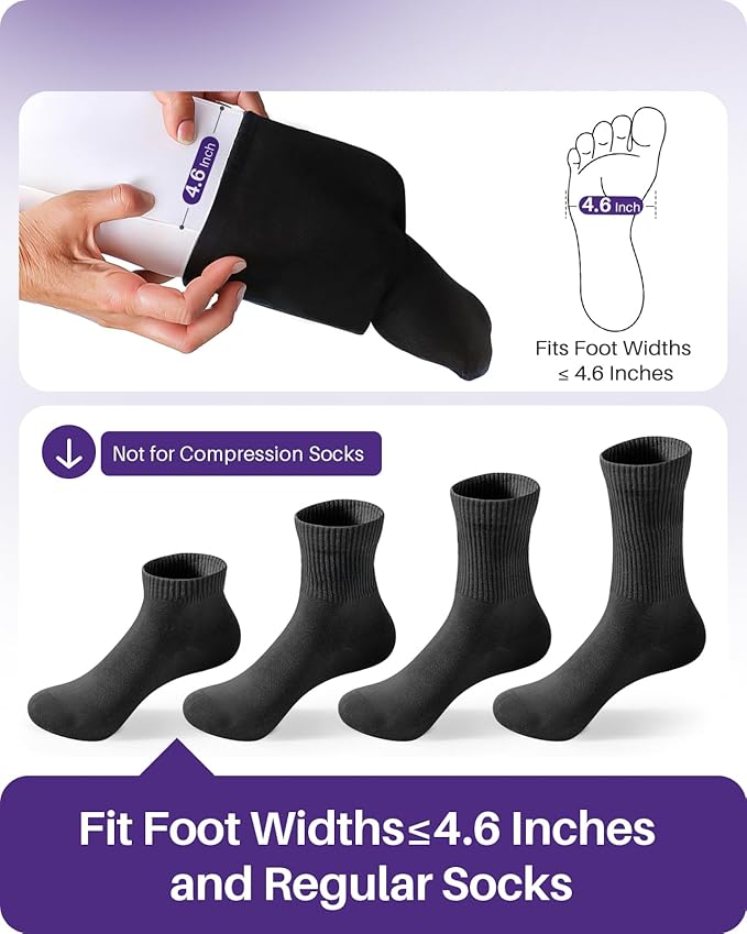 KEKOY 4.6INCH Sock Aid for Putting on Socks, Wide Sock Assistant Device No Bending with Foam Handles, Sock Helper/Puller Aid Easy Put on for Seniors, Disabled, After Surgery Recovery(White)