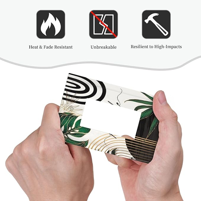 Boho Abstract Tropical Green Palm Leaf Mid Century Decorative Outlet Covers 1 Gang Single Rocker Light Switch Cover Plate Wall Plates GFCI Faceplate for Office Home Decor