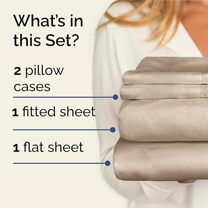Twin XL 4 Piece Sheet Set - Cooling & Breathable Bed Sheets - Hotel Luxury Bed Sheets for Women, Men, Kids & Teens - Bedding with Deep Pockets & Easy Fit - Soft and Wrinkle Free - Twin XL Cream Sheets