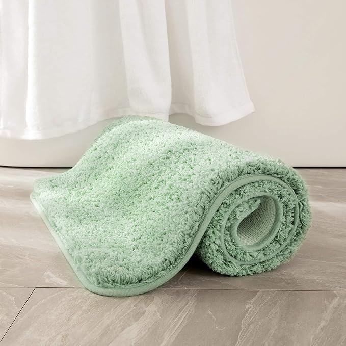 MIULEE Sage Green Bathroom Rugs Non Slip Bath Mat 24'' x 40'' Shaggy Soft Bath Rug Plush Microfiber Absorbent Water for Shower Tub Machine Washable (Sage Green, 24x40 Inches)