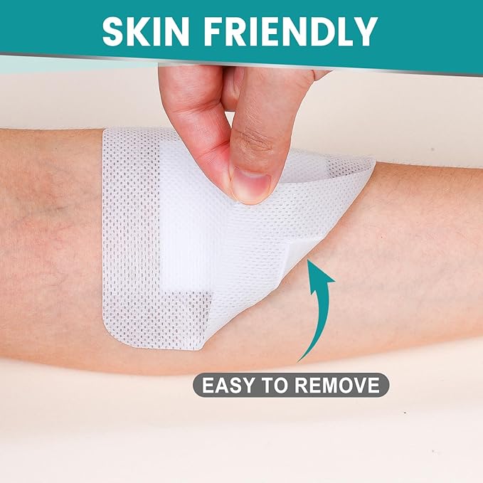 50 Count Island Dressing Bordered Gauze 4" x 4", Gauze Pads Individually Wrapped, Non-Stick Pad in Center with Adhesive Border, Bandages for Wounds, First Aid