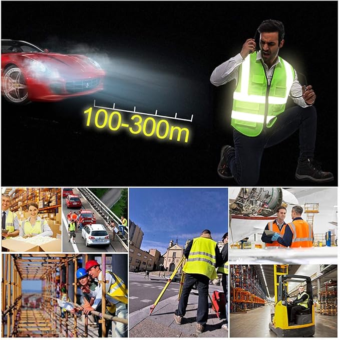 YOWESHOP High Visibility Safety Vest Custom Your Logo Protective Workwear 5 Pockets With Reflective Strips Outdoor Work Vest (Black (M))