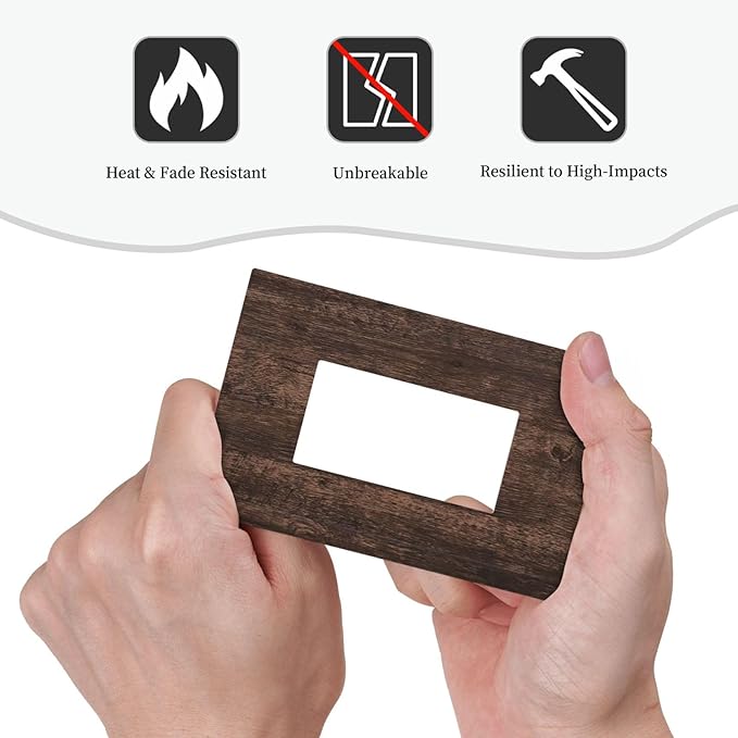 Decorative Outlet Covers Rustic Dark Brown Wood Grain 1 Gang Single Rocker Light Switch Cover Plate Wall Plates GFCI Faceplate for Farmhouse Bedroom Decor