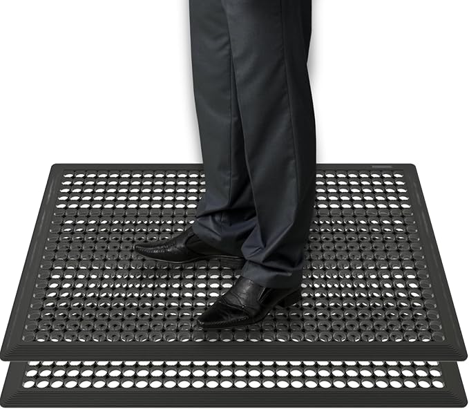 BESEA 2Pack Rubber Floor Mats 36 x 60 Inch – Heavy Duty Outdoor Door Mats with Non-Slip Mesh Design, Weatherproof Garage Floor Mat, Kitchen Floor Mat for Wet or Slippery Areas